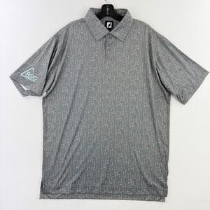 FOOTJOY Polo L Mens Cocktail Drinks Beer Martini Shirt Mens Gray‎ Logo On Sleeve